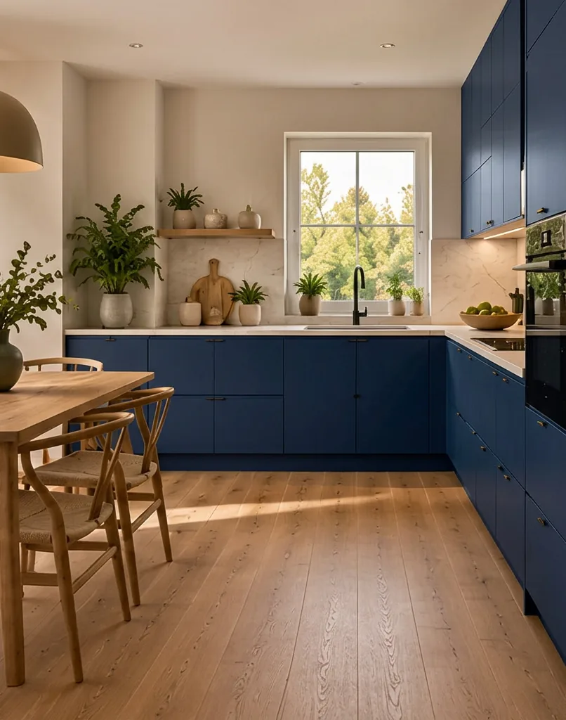 Kleine keuken met nachtblauw fronten