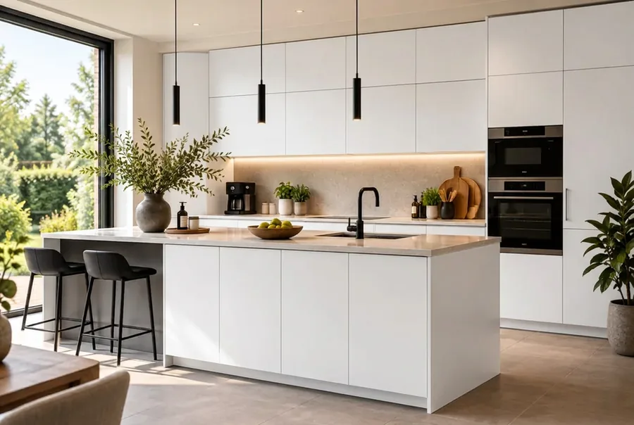 Moderne keuken met fronten in mat wit