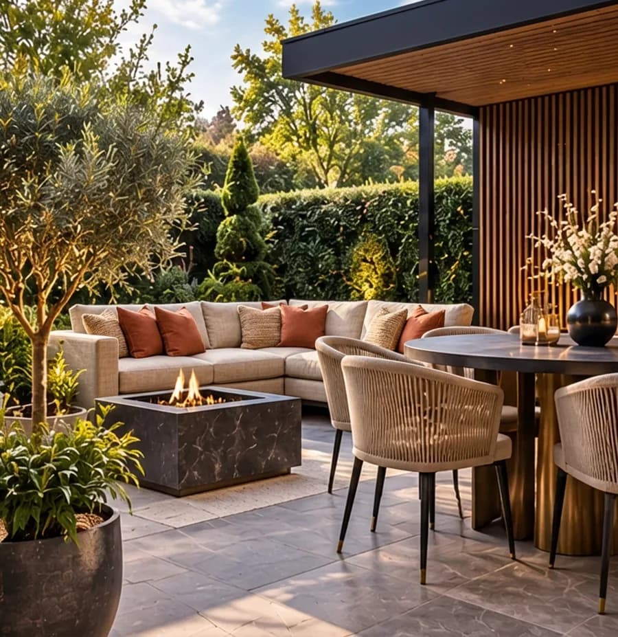 Tuin in Ibiza-sfeer met terracotta