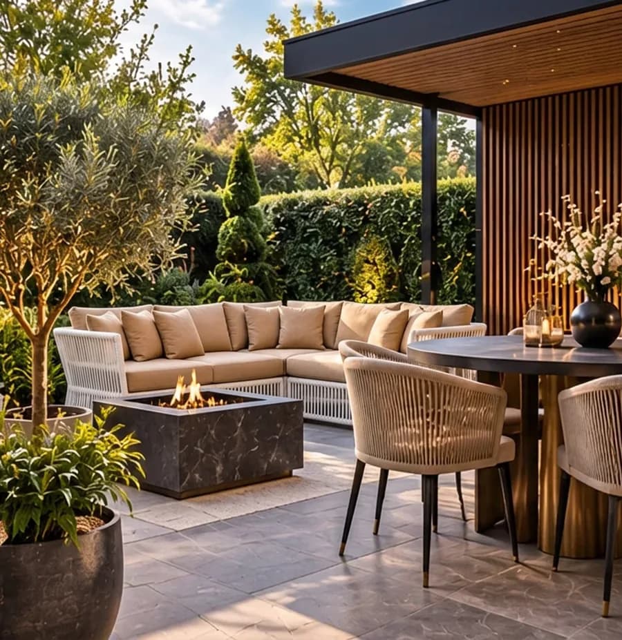 Tuin in Ibiza-sfeer met wit touw