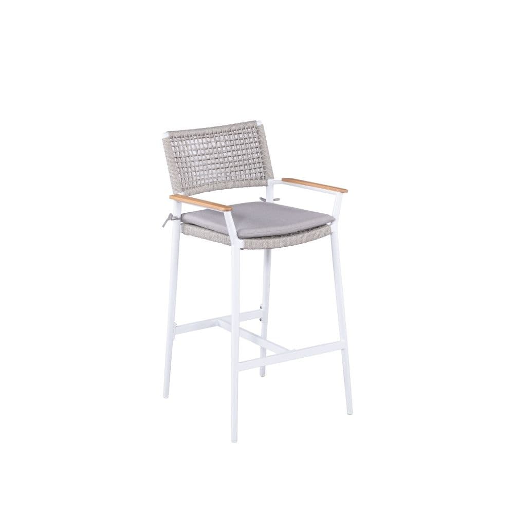 Sandro dining barstoel | touw + aluminium | wit