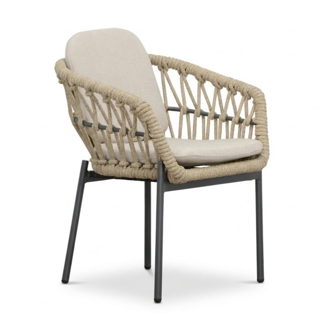 Femke dining tuinstoel | touw + aluminium | beige/antraciet