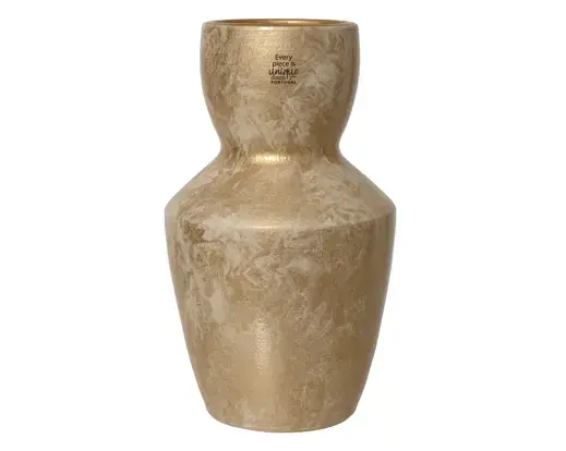 Vaas terracotta d19h30cm wit goud